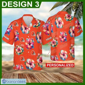 Custom Name NFL Cleveland Browns Tropic AOP Hawaiian Shirt Flower For Men And Women - NFL Cleveland Browns 3D Hawaiian Shirt Flower Custom Name Style 3