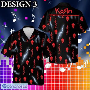 Korn Music Band Logo Hawaiian Shirt Thunder And Guitar Black Red For Fans Gift Holidays - Korn Hawaiian Shirt Logo Band Photo 3