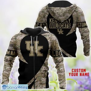 Kentucky Wildcats 3D Hoodie T-Shirt Sweatshirt Camo Pattern Veteran Custom Name Gift For Father's day Product Photo 3