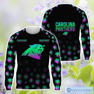 Carolina Panthers Personalized Name Weed pattern All Over Printed 3D TShirt Hoodie Sweatshirt Product Photo 2