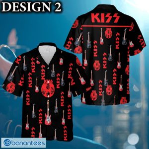 KISS Music Band Logo Hawaiian Shirt Thunder And Guitar Black Red For Fans Gift Holidays - KISS Hawaiian Shirt Logo Band Photo 2