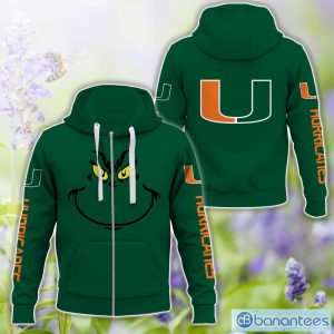 Miami Hurricanes Grinch Face All Over Printed 3D TShirt Sweatshirt Hoodie Unisex For Men And Women Product Photo 4