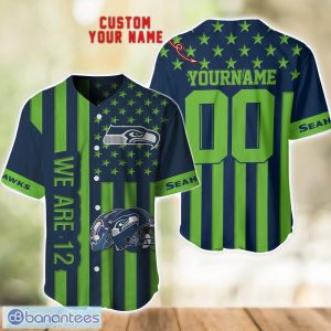 Seattle Seahawks Custom Name and Number Baseball Jersey Shirt Product Photo 1