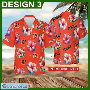 Custom Name NFL Cincinnati Bengals Islander Logo All Over Print Hawaiian Shirt Flower Gift For Fans - NFL Cincinnati Bengals 3D Hawaiian Shirt Flower Custom Name Style 3