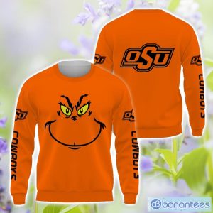 Oklahoma State Cowboys Grinch Face All Over Printed 3D TShirt Sweatshirt Hoodie Unisex For Men And Women Product Photo 2