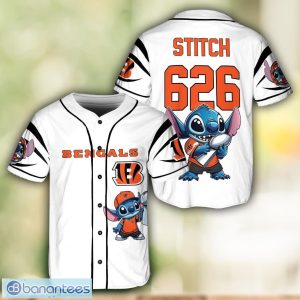 Cincinnati Bengals Lilo and Stitch Champions White Baseball Jersey Shirt For Fans Unique Gift Custom Name Number Product Photo 1