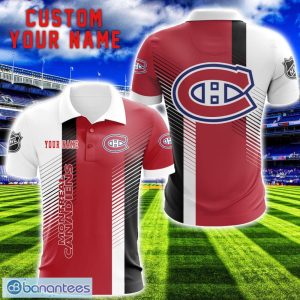 Montreal Canadiens Team Striped Style 3D Printed Polo Shirt For Fans Custom Name Product Photo 1
