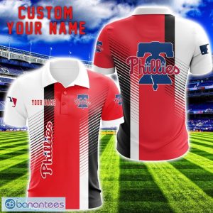 Philadelphia Phillies Team Striped Style 3D Printed Polo Shirt For Fans Custom Name Product Photo 1