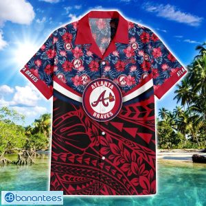 Atlanta Braves Tropical Flower vintage Pattern Hawaiian Shirt And Shorts Personalized name Number Product Photo 2