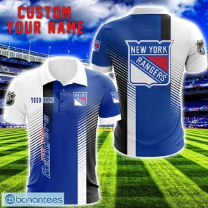 New York Rangers Team Striped Style 3D Printed Polo Shirt For Fans Custom Name Product Photo 1