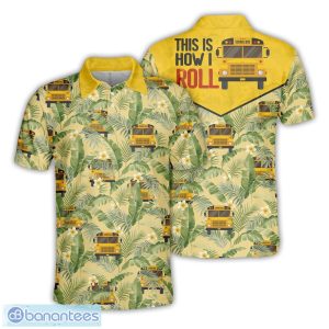 School Bus Tropical Polo Shirt Aloha 3D Printed School Bus Lover Gift Product Photo 1