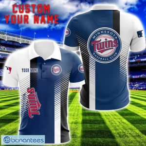Minnesota Twins Team Striped Style 3D Printed Polo Shirt For Fans Custom Name Product Photo 1