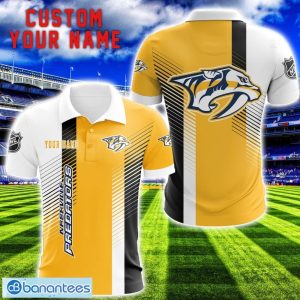 Nashville Predators Team Striped Style 3D Printed Polo Shirt For Fans Custom Name Product Photo 1