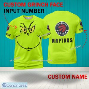 Grinch Face Toronto Raptors 3D Hoodie, Zip Hoodie, Sweater Green AOP Custom Number And Name - Grinch Face NBA Toronto Raptors 3D Shirt