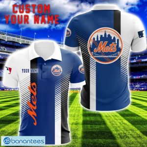 New York Mets Team Striped Style 3D Printed Polo Shirt For Fans Custom Name Product Photo 1