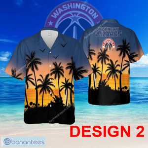 Washington Wizards Hawaiian Shirt Pattern Coconut Tree AOP For Men And Women - Design 2 NBA Washington Wizards Hawaiian Shirt Tree Pattern