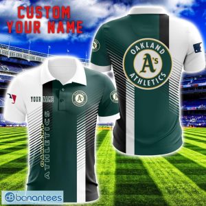 Oakland Athletics Team Striped Style 3D Printed Polo Shirt For Fans Custom Name Product Photo 1