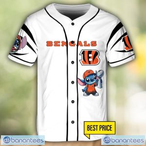 Cincinnati Bengals Lilo and Stitch White Baseball Jersey Shirt For Stitch Lover Product Photo 2