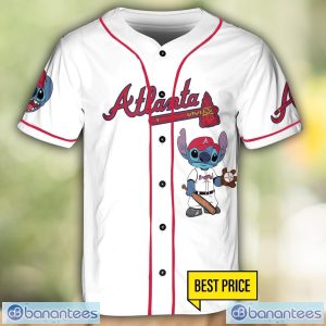 Atlanta Braves Lilo and Stitch White Baseball Jersey Shirt For Stitch Lover Custom Name Number Product Photo 2
