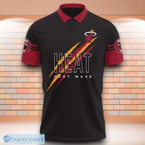 Miami Heat NBA Heat Wave 3D Polo Shirt With Claws Pattern Product Photo 2