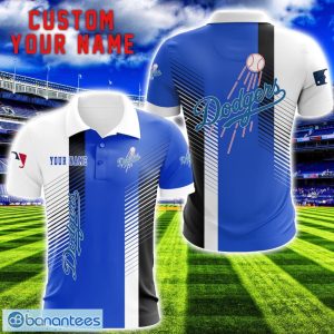 Los Angeles Dodgers Team Striped Style 3D Printed Polo Shirt For Fans Custom Name Product Photo 1