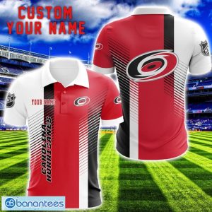 Carolina Hurricanes Team Striped Style 3D Printed Polo SHirt For Fans Custom Name Product Photo 1