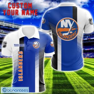 New York Islanders Team Striped Style 3D Printed Polo Shirt For Fans Custom Name Product Photo 1