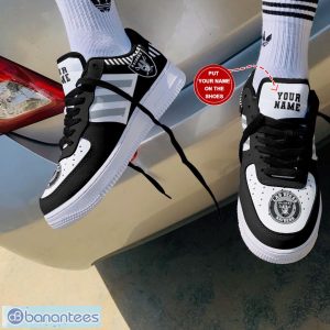 Las Vegas Raiders Black White Personalized 3D Air Force Shoes AF1 Shoes Custom Name Product Photo 1