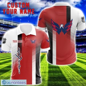 Washington Capitals Team Striped Style 3D Printed Polo Shirt For Fans Custom Name Product Photo 1