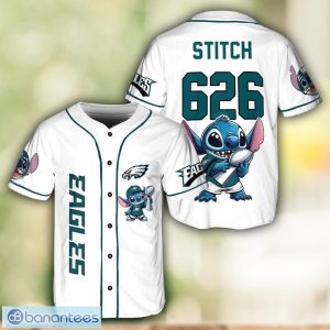 Philadelphia Eagles Lilo and Stitch Champions White Baseball Jersey Shirt For Fans Unique Gift Custom Name Number Product Photo 1