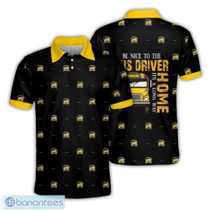 School Bus Black Polo Shirt Aloha 3D Printed School Bus Lover Gift Product Photo 1