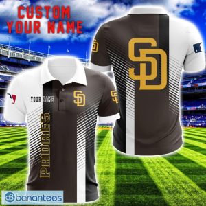 San Diego Padres Team Striped Style 3D Printed Polo Shirt For Fans Custom Name Product Photo 1