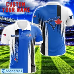 Toronto Blue Jays Team Striped Style 3D Printed Polo Shirt For Fans Custom Name Product Photo 1