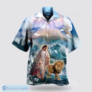 Jesus Lion Walk On The Water Hawaiian Shirt Holiday Summer Gift Product Photo 1