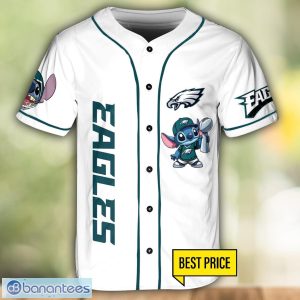 Philadelphia Eagles Lilo and Stitch Champions White Baseball Jersey Shirt For Fans Unique Gift Custom Name Number Product Photo 2
