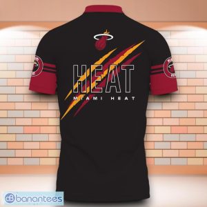 Miami Heat NBA Heat Wave 3D Polo Shirt With Claws Pattern Product Photo 3