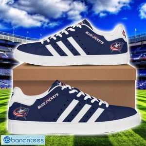 Columbus Blue Jackets Low Top Skate Shoes For Men And Women White Striped Shoes Product Photo 1