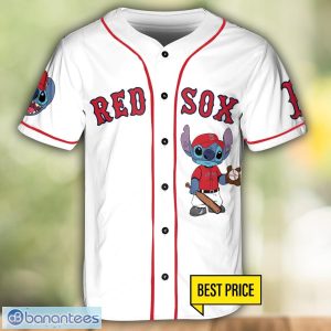 Boston Red Sox Lilo and Stitch White Baseball Jersey Shirt For Stitch Lover Custom Name Number Product Photo 2