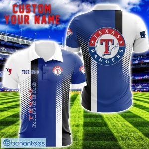 Texas Rangers Team Striped Style 3D Printed Polo Shirt For Fans Custom Name Product Photo 1