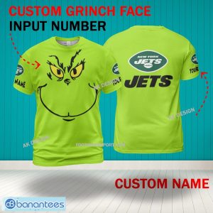 Grinch Face New York Jets 3D Hoodie, Zip Hoodie, Sweater Green AOP Custom Number And Name - Grinch Face NFL New York Jets 3D Shirt