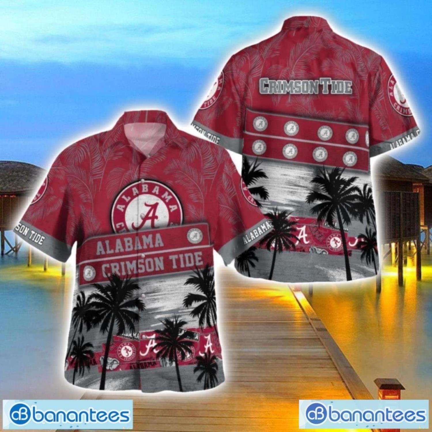 alabama crimson tide logo team tropical coconut hawaii shirt for men and women image Alabama Crimson Tide Logo Team Tropical Coconut Hawaii Shirt For Men And Women Product Photo 1