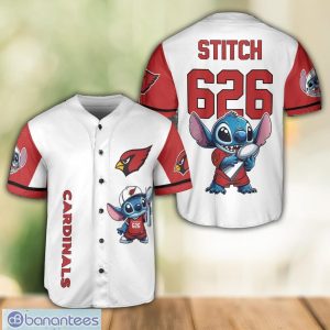 Arizona Cardinals Lilo and Stitch Champions White Baseball Jersey Shirt For Fans Custom Name Number Product Photo 1