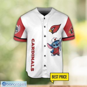 Arizona Cardinals Lilo and Stitch White Baseball Jersey Shirt For Stitch Lover Product Photo 2
