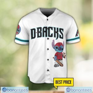 Arizona Diamondbacks Lilo and Stitch White Baseball Jersey Shirt For Stitch Lover Custom Name Number Product Photo 2