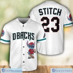 Arizona Diamondbacks Lilo and Stitch White Baseball Jersey Shirt For Stitch Lover Custom Name Number Product Photo 1