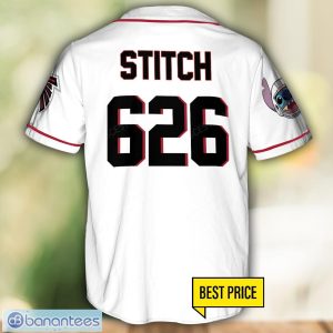 Atlanta Falcons Lilo and Stitch White Baseball Jersey Shirt For Stitch Lover Custom Name Number Product Photo 3