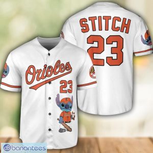 Baltimore Orioles Lilo and Stitch White Baseball Jersey Shirt For Stitch Lover Custom Name Number Product Photo 1
