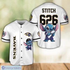 Baltimore Ravens Lilo and Stitch Champions White Baseball Jersey Shirt For Fans Unique Gift Custom Name Number Product Photo 1