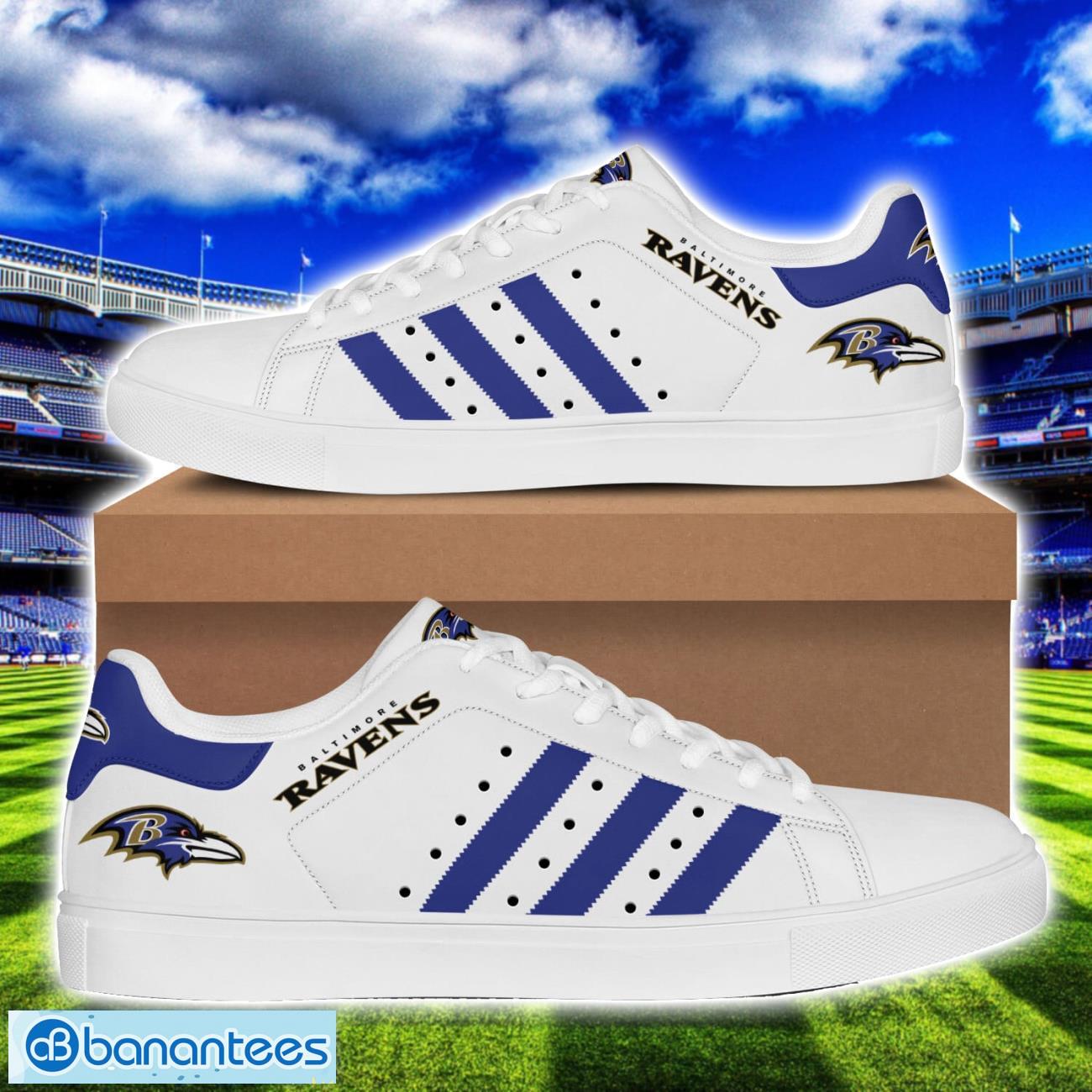 baltimore ravens stan smith low top skate shoes vintage striped shoes image Baltimore Ravens Stan Smith Low Top Skate Shoes Vintage Striped Shoes Product Photo 1