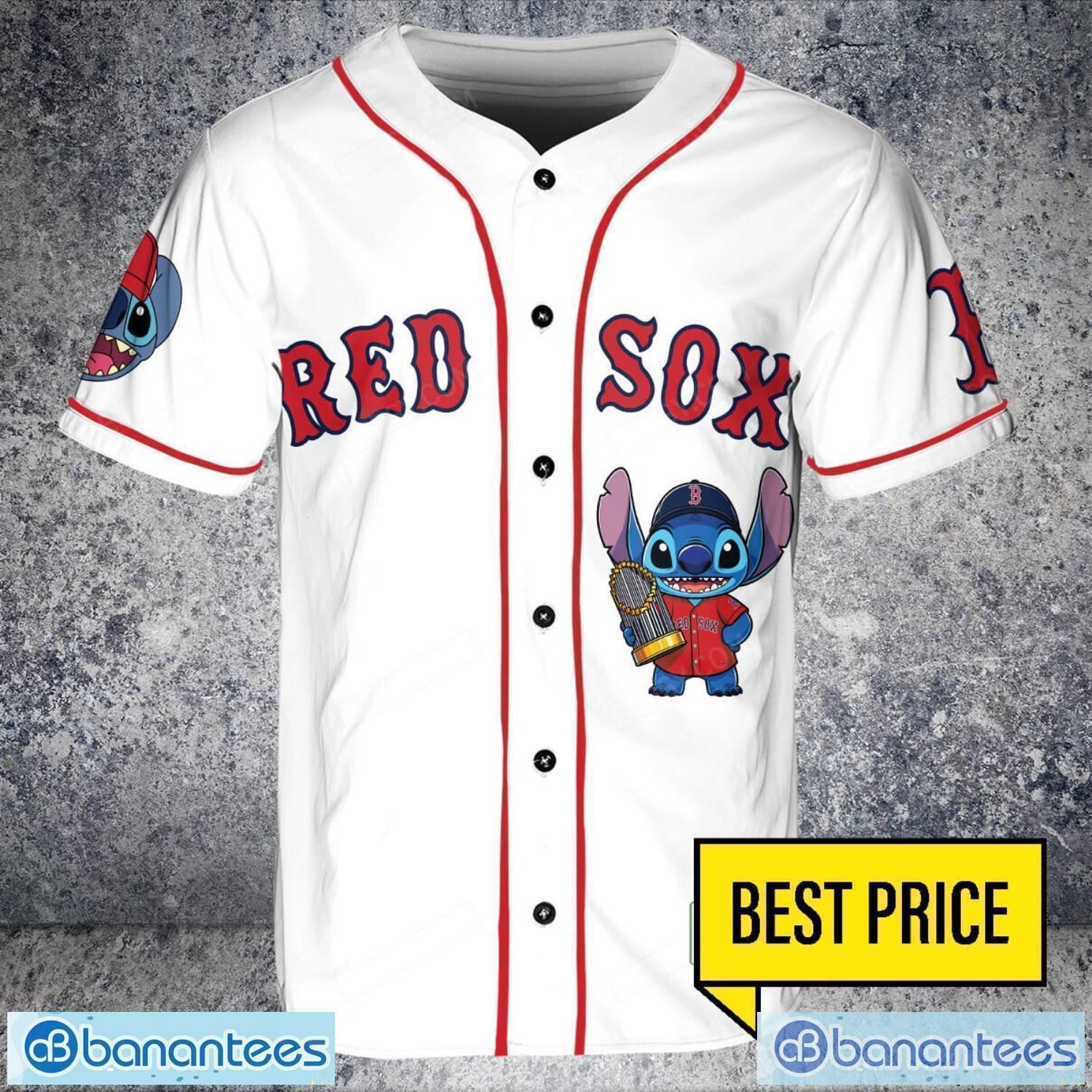 boston red sox lilo and stitch 3d baseball jersey shirt custom name and number 1 image Boston Red Sox Lilo And Stitch 3D Baseball Jersey Shirt Custom Name And Number Product Photo 2
